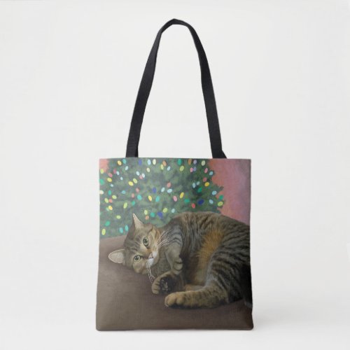 Merry Mischief _ Christmas Kitty   Tote Bag
