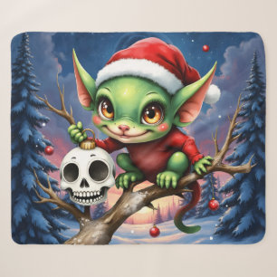 Merry Mischief – The Little Christmas Elf. Sherpa Blanket