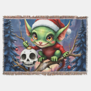 Merry Mischief – The Little Christmas Elf. Throw Blanket