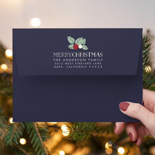 Merry Mistletoe  Back Flap Address Christmas Envelope