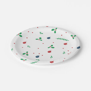 Merry Mistletoe Christmas Holiday Paper Plates