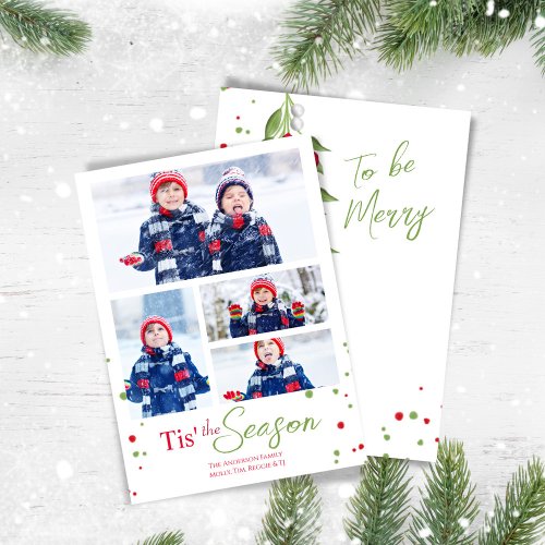 Merry Mistletoe Cute Christmas Photo Collage Holiday Card