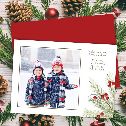 Merry Mistletoe Cute One Photo Christmas Holiday Card