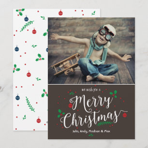 Merry Mistletoe in Bark 1 Photo Holiday Card