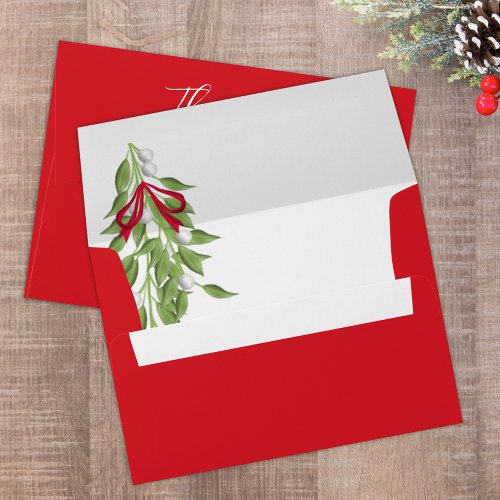 Merry Mistletoe Return Address Script Envelope