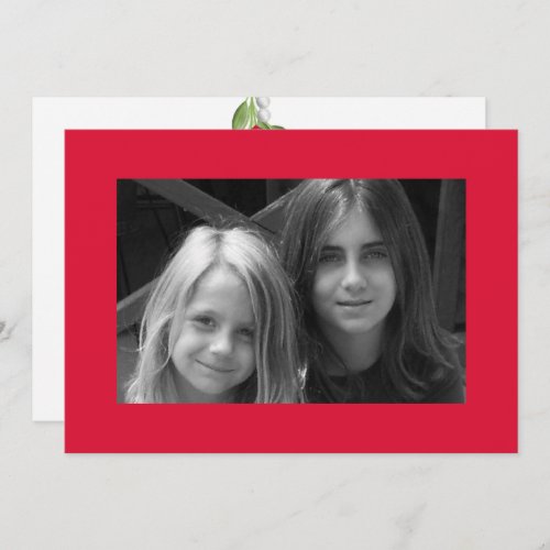 Merry Mistletoe with Red Bow Holiday Photo Card