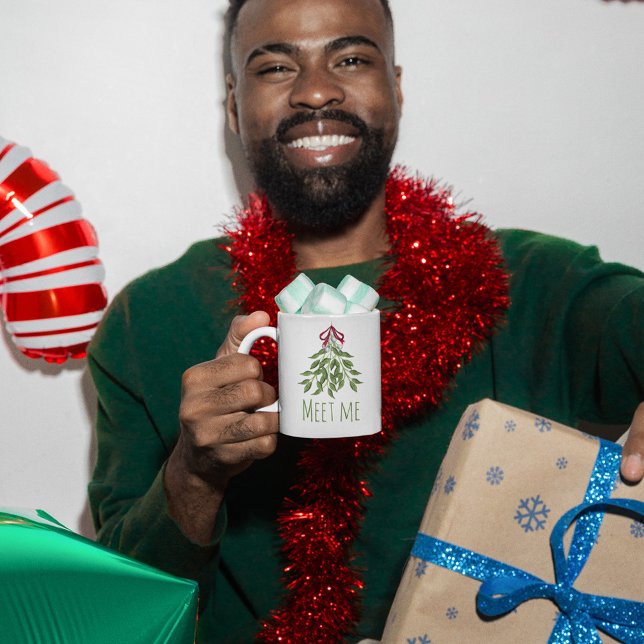 Merry Mistletoe with White Berries Coffee Mug (Christmas cute merry mistletoe holiday custom mug)