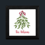 Merry Mistletoe with White Berries Gift Box<br><div class="desc">Merry Mistletoe with white berries tied up in a red ribbon nestled atop a doorway awaiting those to stand underneath. A lovely and simple design that depicts a simple and classic Christmas element. A wonderful design for any holiday occasion.</div>