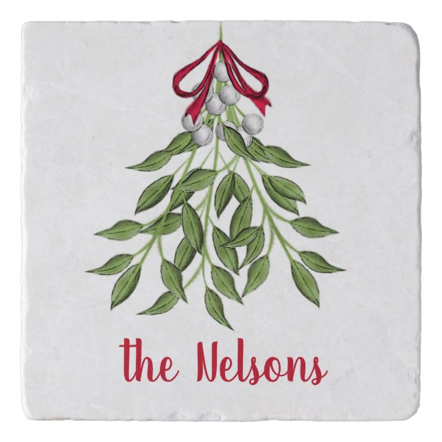 Merry Mistletoe with White Berries Trivet (Front)