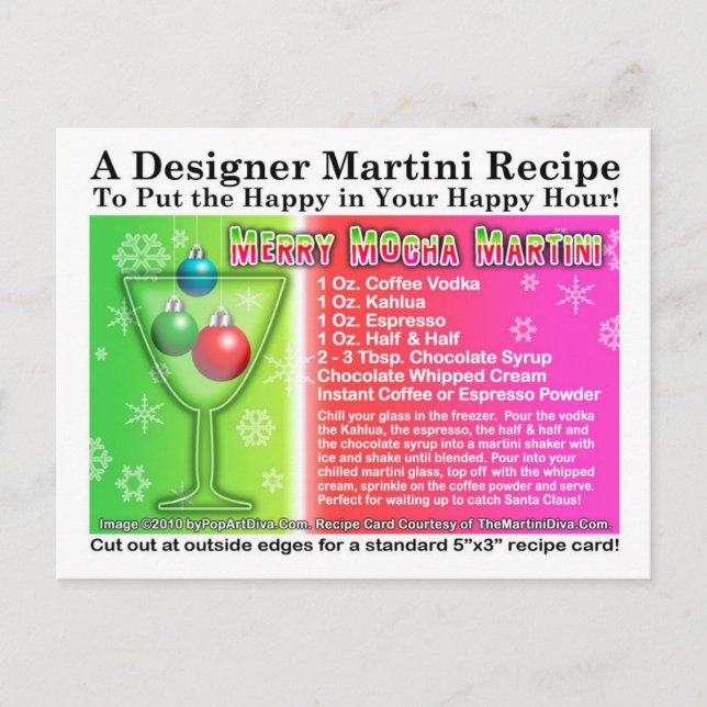 Merry Mocha Christmas Martini Recipe Postcard (Front)