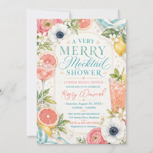 Merry Mocktail Summer Bridal Shower Invitation