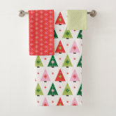 Modern Festive Black White Christmas Tree Pattern Bath Towel Set, Zazzle  in 2023