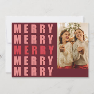 MERRY modern bold red Letter Christmas Photo Holiday Card