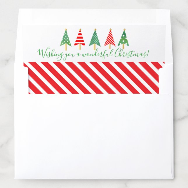 Merry Modern Christmas Trees Christmas Striped Envelope Liner (In Envelope)