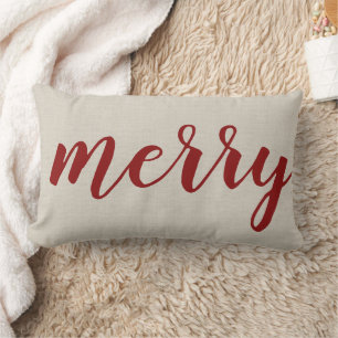 Merry Modern Farmhouse Holiday Decor Lumbar Pillow