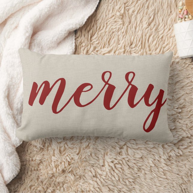Merry | Modern Farmhouse Holiday Decor Lumbar Pillow (Blanket)