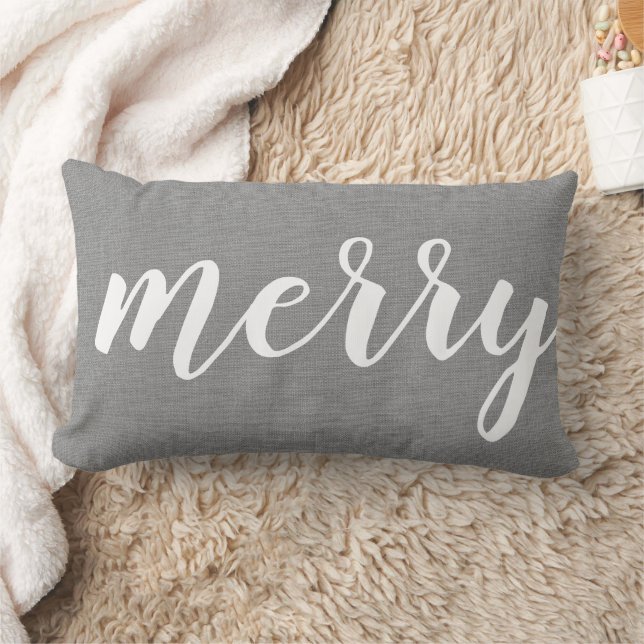Merry | Modern Farmhouse Holiday Decor Lumbar Pillow (Blanket)