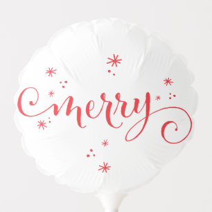 MERRY MODERN festive fun calligraphy sparkles red Balloon