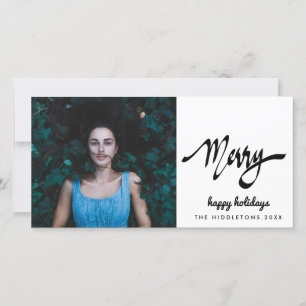Merry Modern Handwritten Script Holiday Card