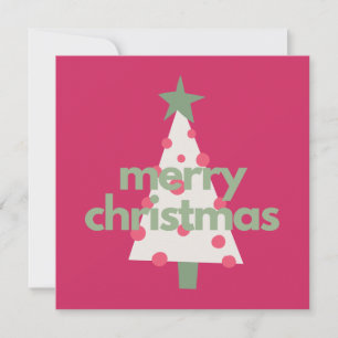 Merry Modern Minimalist Pink Christmas Card