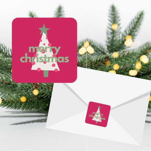 Merry Modern Minimalist Pink Christmas Stickers