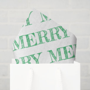MERRY Modern Text Christmas Holiday Fun Tissue Paper