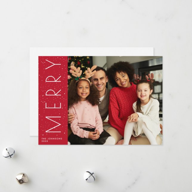 MERRY | Modern trendy holiday Card (Front/Back In Situ)