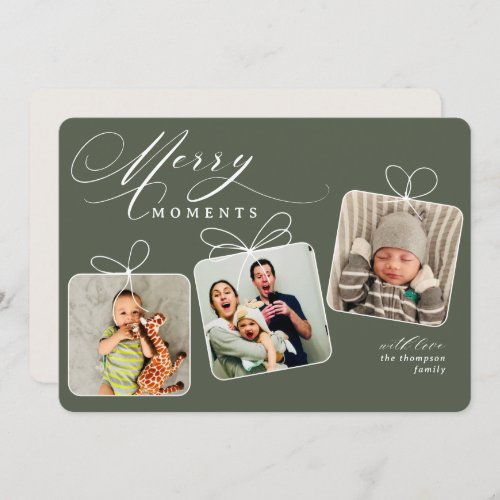 Merry Moments Green Photo Collage Holiday Card