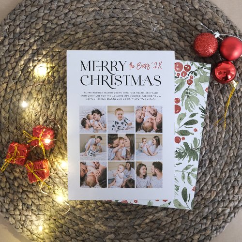 Merry Moments  Modern Christmas 9 Photo Collage Holiday Card