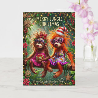 Merry Monkey Jungle Tropical Christmas Card