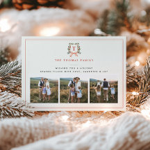 MERRY MONOGRAM 3 Photo Holiday Card