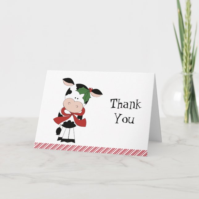 Merry Moo Christmas Cow Thank You Notes (Front)