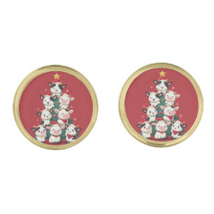 Merry Moo Christmas Cufflinks