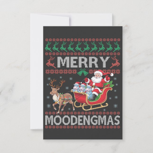 Merry MooDengmas Moo Deng Christmas Santa Hippo Thank You Card (Front)