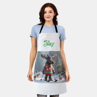 Merry Moose and Friends Christmas Personalized Apron