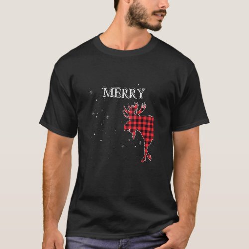 Merry Moose Buffalo Red Plaid Funny Couples Christ T_Shirt