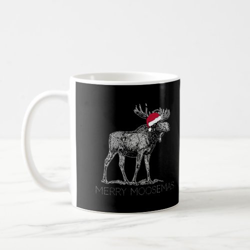 Merry Moosemas Christmas Moose With Santa Hat Coffee Mug