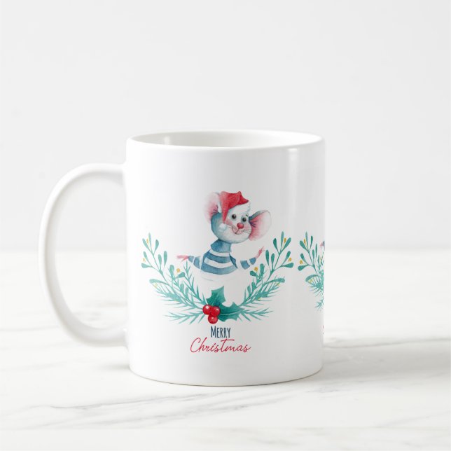 Merry Mouse Christmas Coffee Mug (Left)
