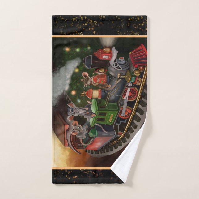 Merry Mouse Holiday Train Bath Towel Set (Hand Towel)