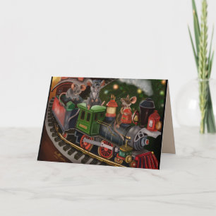 Merry Mouse Holiday Train Card