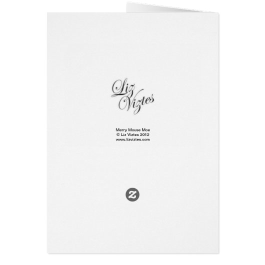 Merry Mouse Moe Holiday Blank Card (Back)