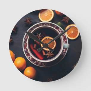 Merry & Mulled Cozy Holiday Drink Round Clock