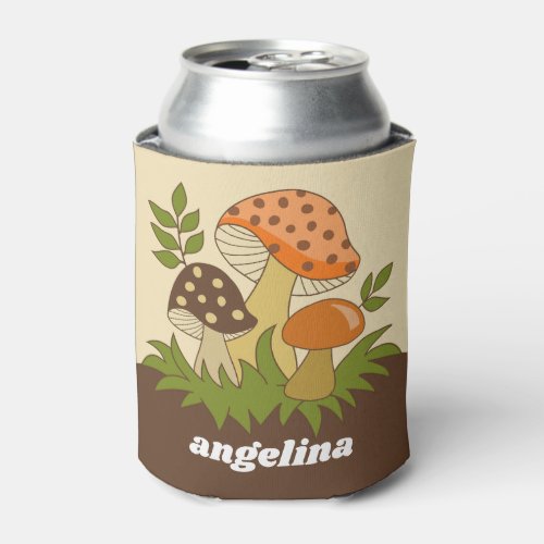 Merry Mushroom with Custom Name Can Cooler