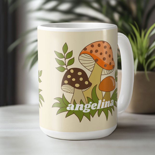 Merry Mushroom with Custom Name Coffee Mug (Custom Merry Mushroom Mug - Personalize with Your Name or Initials)
