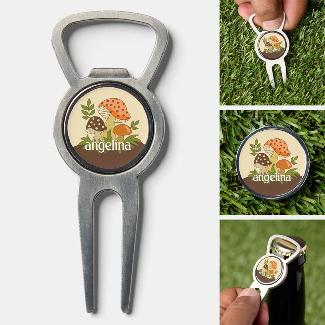 Merry Mushroom with Custom Name Divot Tool (Custom Golf Divot Tool)