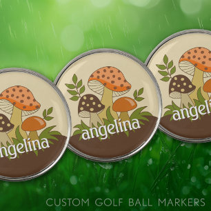 Merry Mushroom with Custom Name Golf Ball Marker