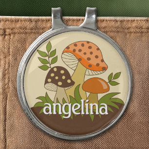 Merry Mushroom with Custom Name Golf Hat Clip