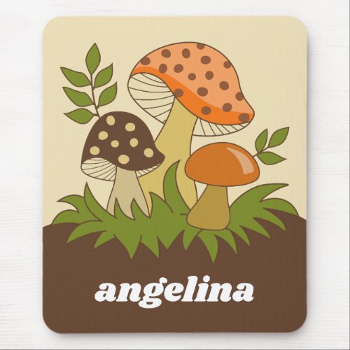 Merry Mushroom with Custom Name Mouse Pad