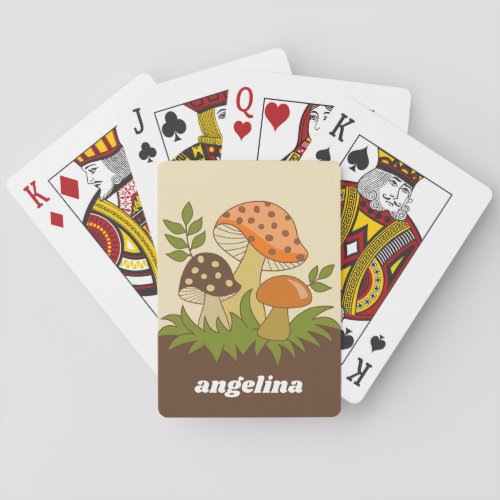 Merry Mushroom with Custom Name Playing Cards