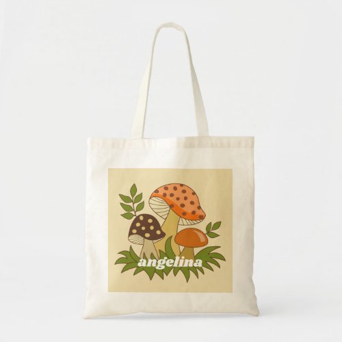 Merry Mushroom with Custom Name Tote Bag